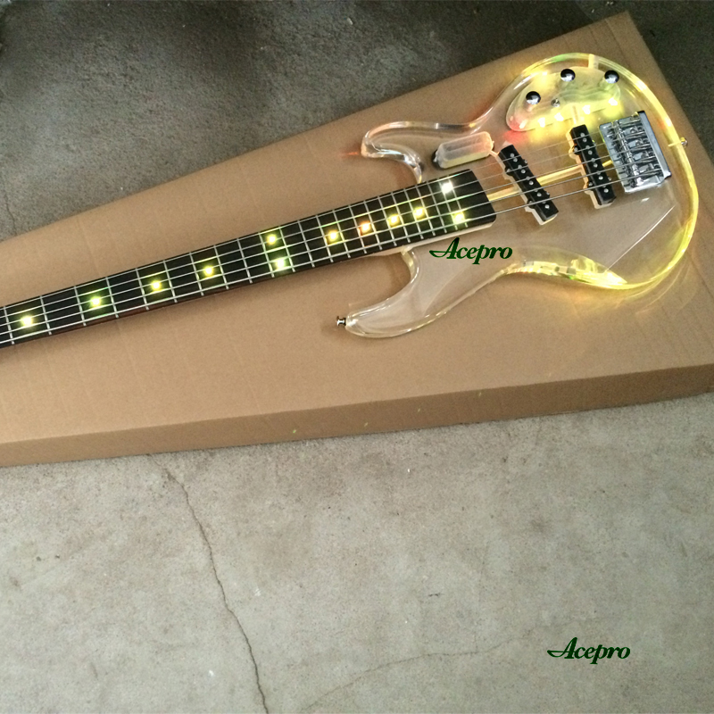 Bass Guitar Fretless - Gitar Bass Elektrik Akrilik 5 Senar,