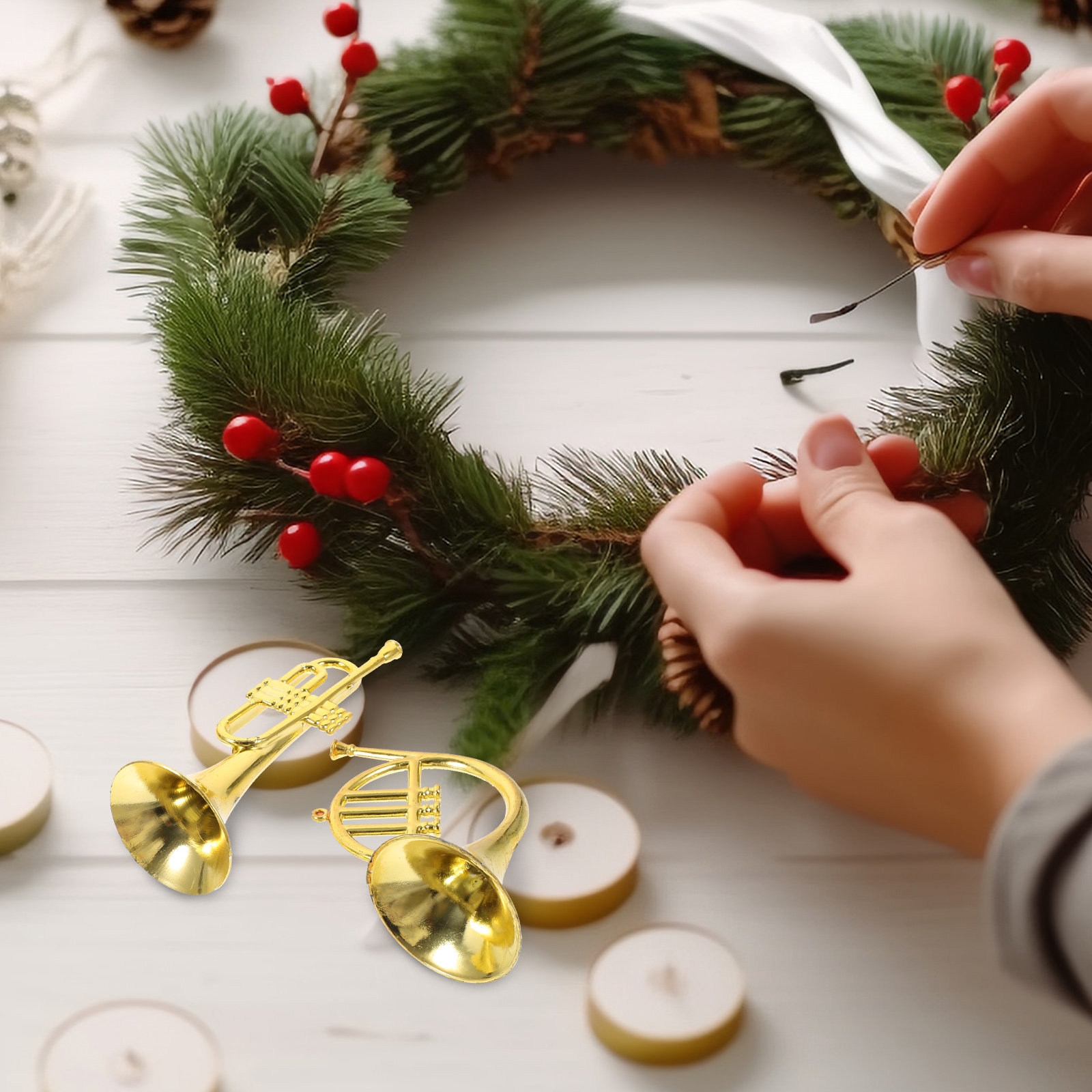 Musical Instrument Xmas Ornaments - 12Pcs Alat Musik Mini Natal Plastik
