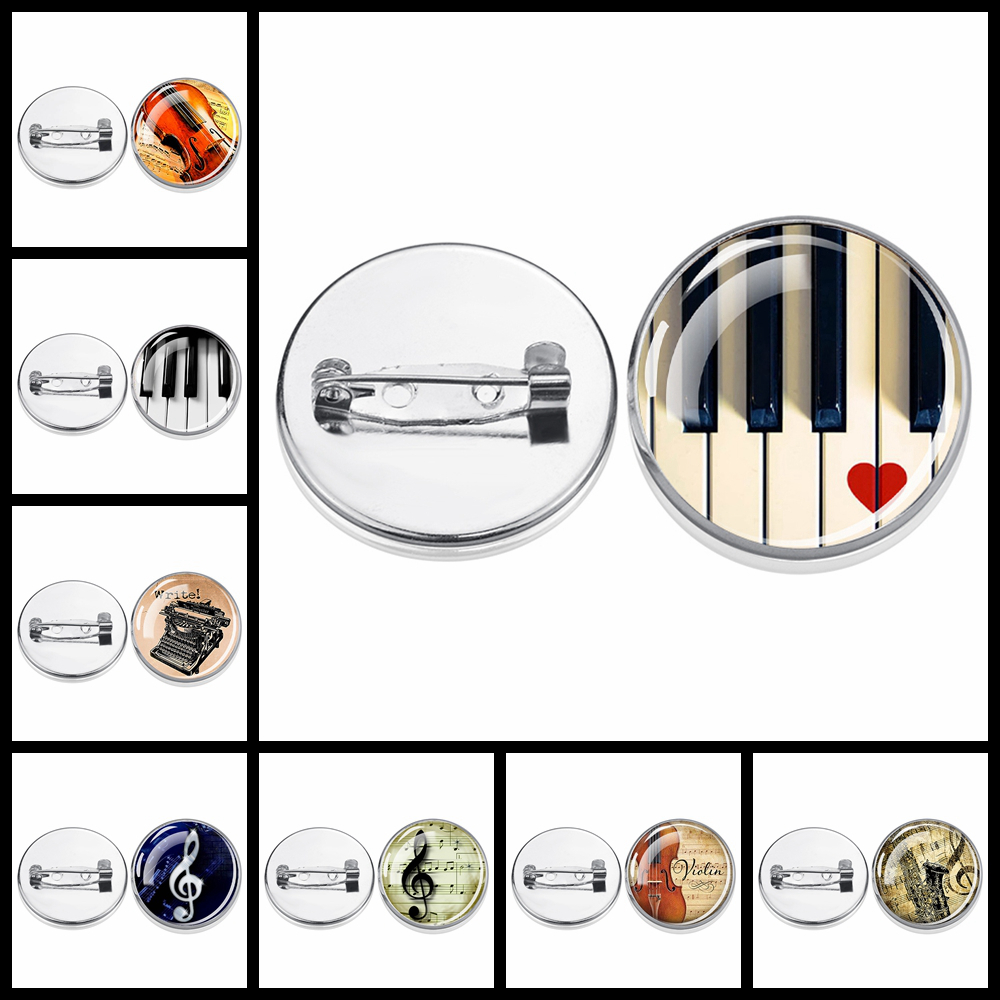 Musical Instrument Glass - 1 buah Bros Perak Cabochon Motif