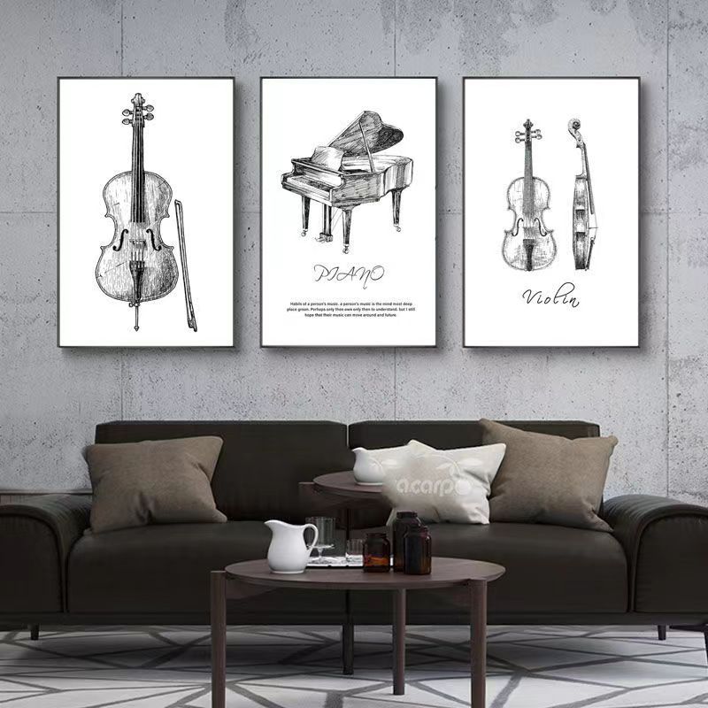 Musical Instrument Manufacturers - Lukisan Kanvas Modern Minimalis Piano Biola