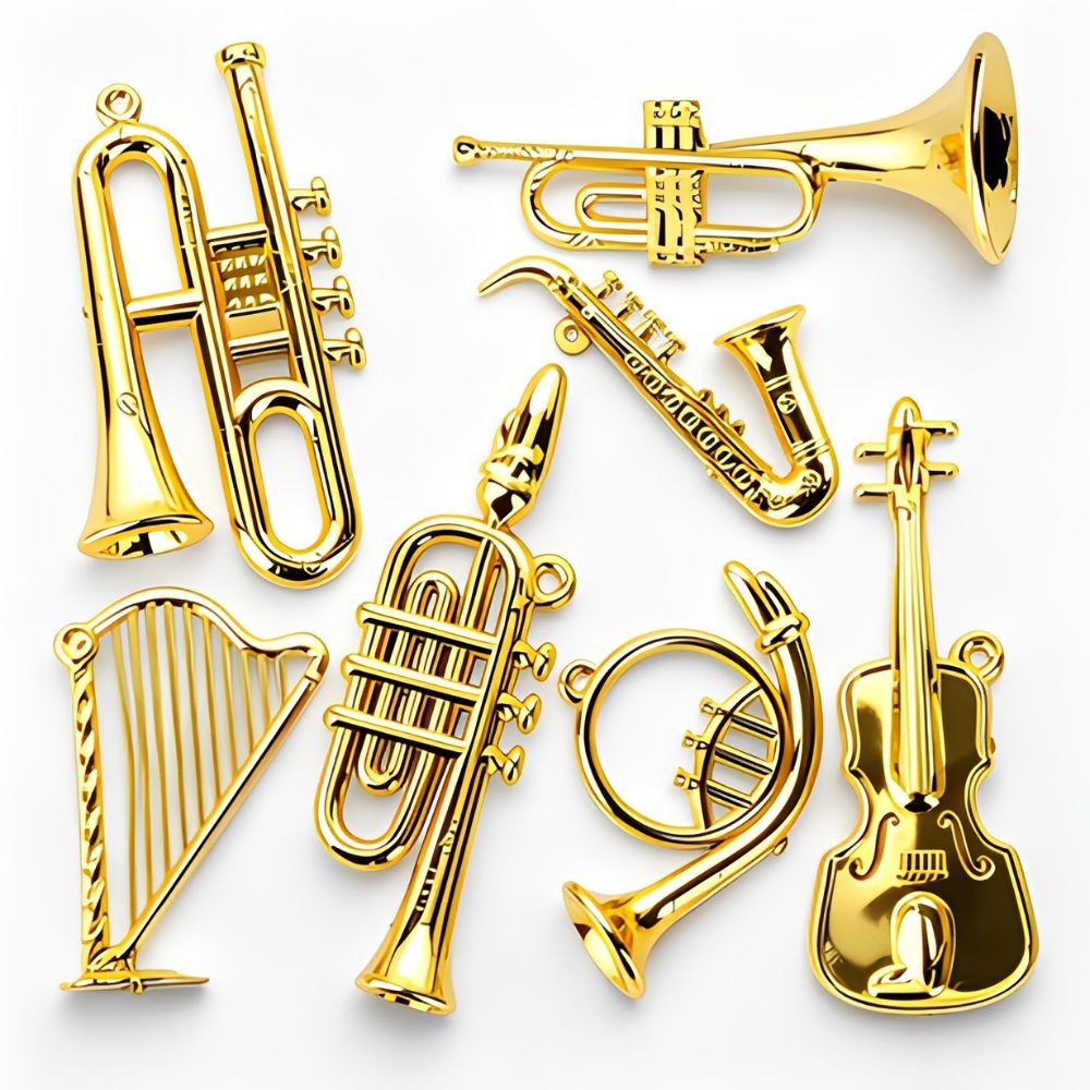 Musical Instrument Xmas Ornaments - 6/10 Buah Liontin Instrumen Musik Logam