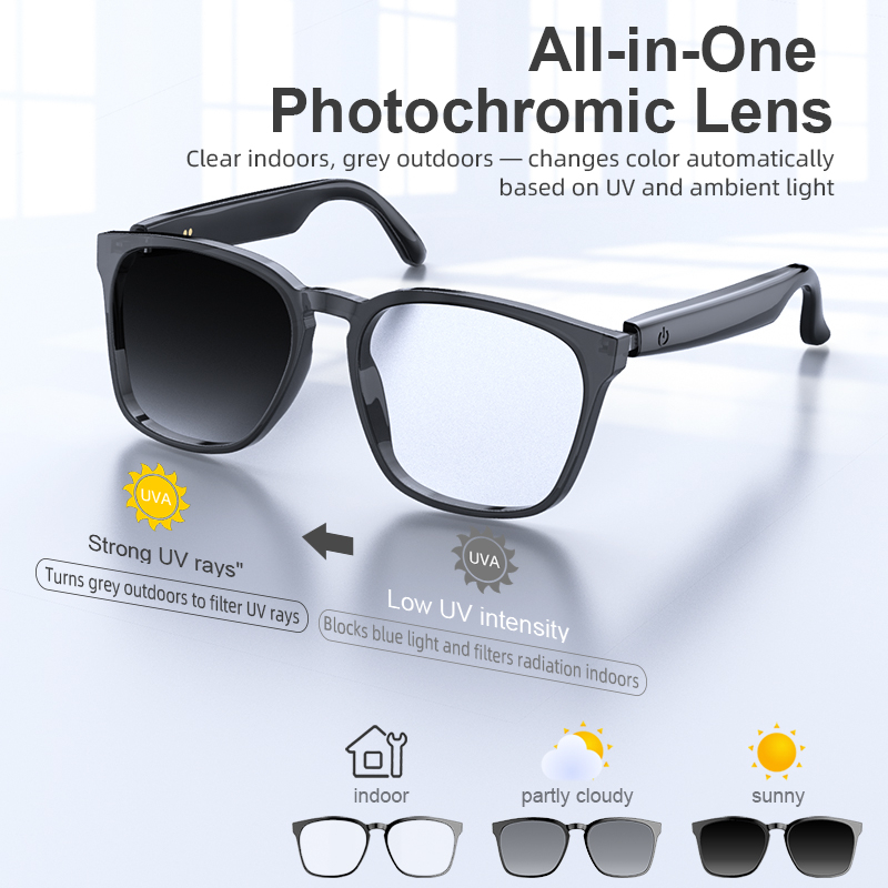 Musical Instrument Glass - Kacamata Pintar AI Terjemahan Fotochromik Bluetooth