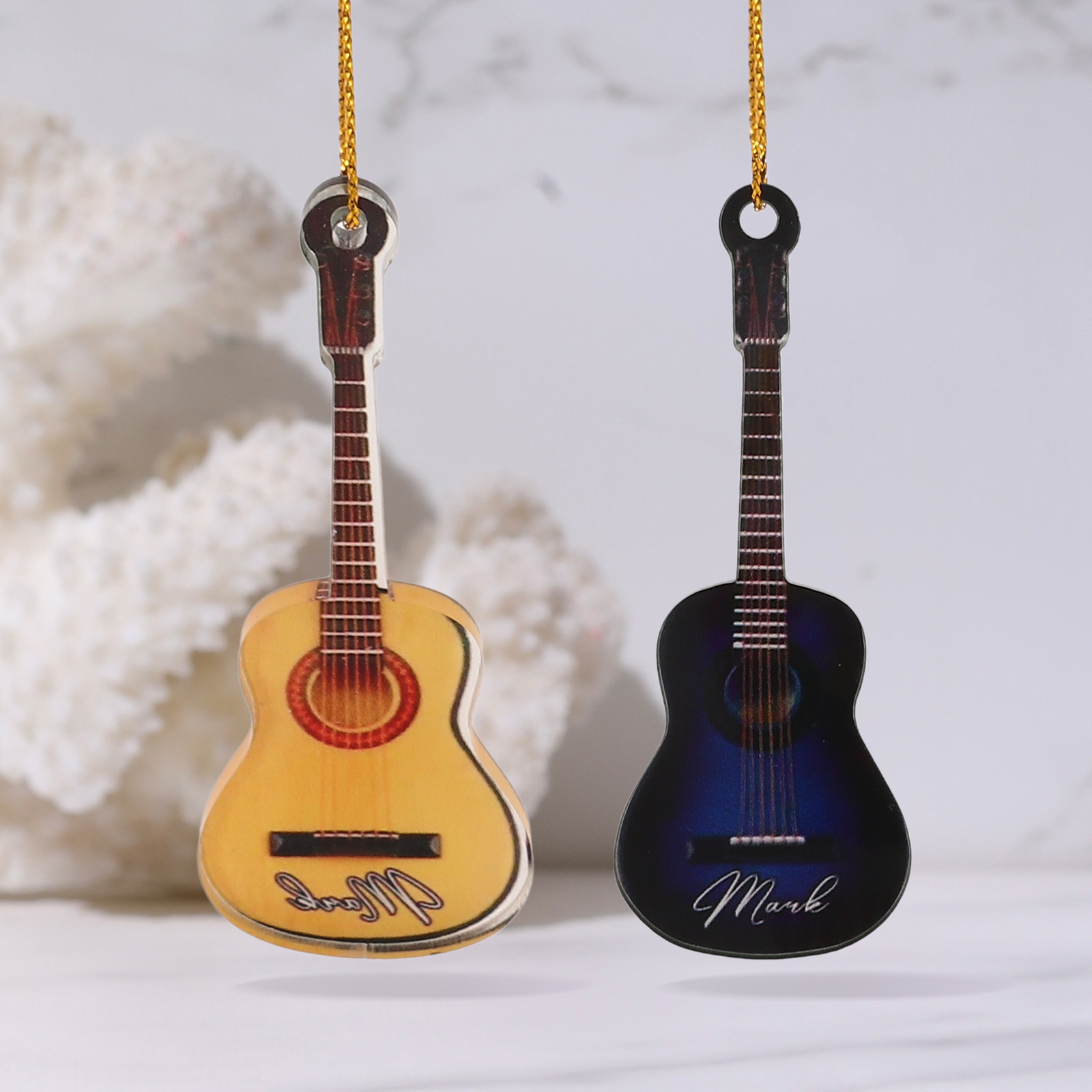 Musical Instrument Xmas Ornaments - 10Pcs Gitar Mini Natal Hiasan Gantung